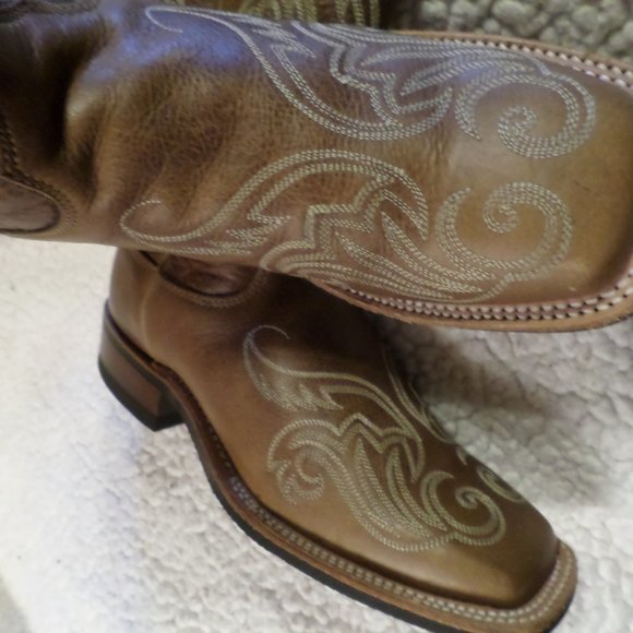 WOMEN PREOWN JUSTIN LEATHER COWGIRL BOOTS BRWN-sz 6.5 B - Picture 7 of 13